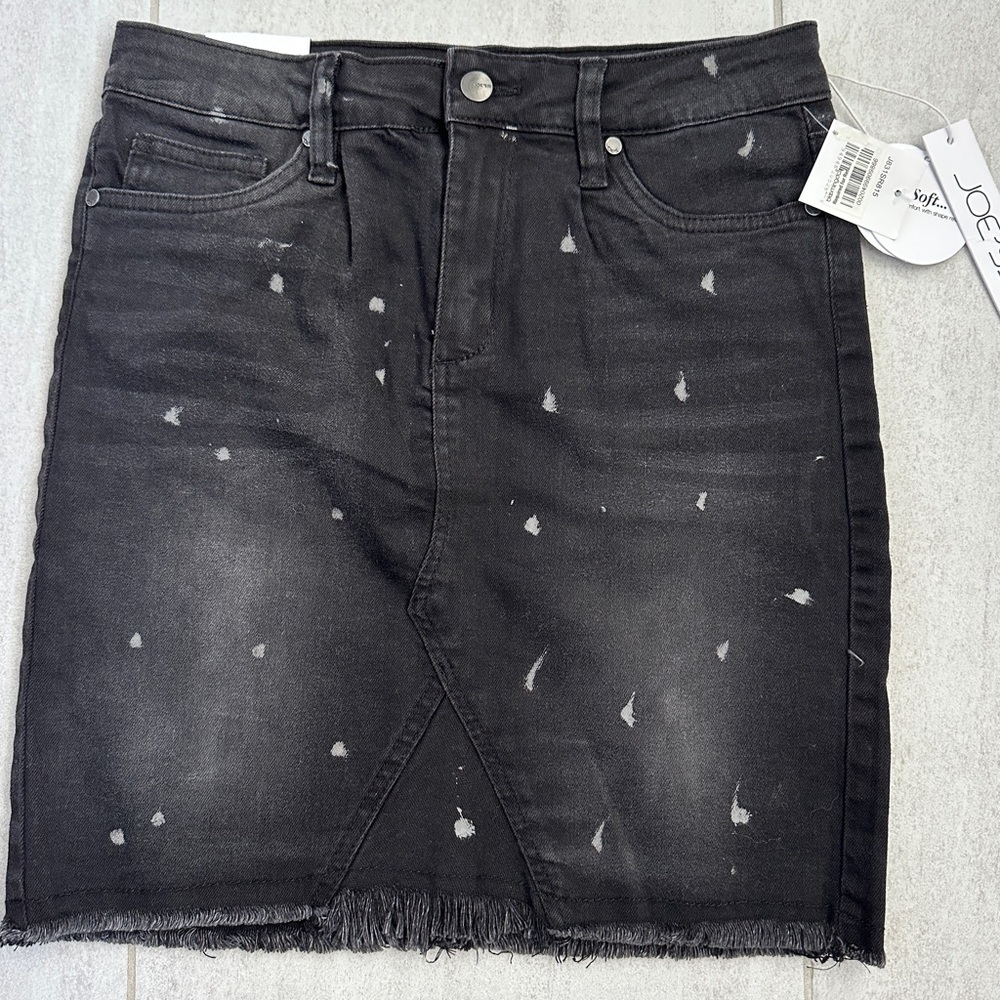 Joe's Jeans Black Distressed Denim Skirt